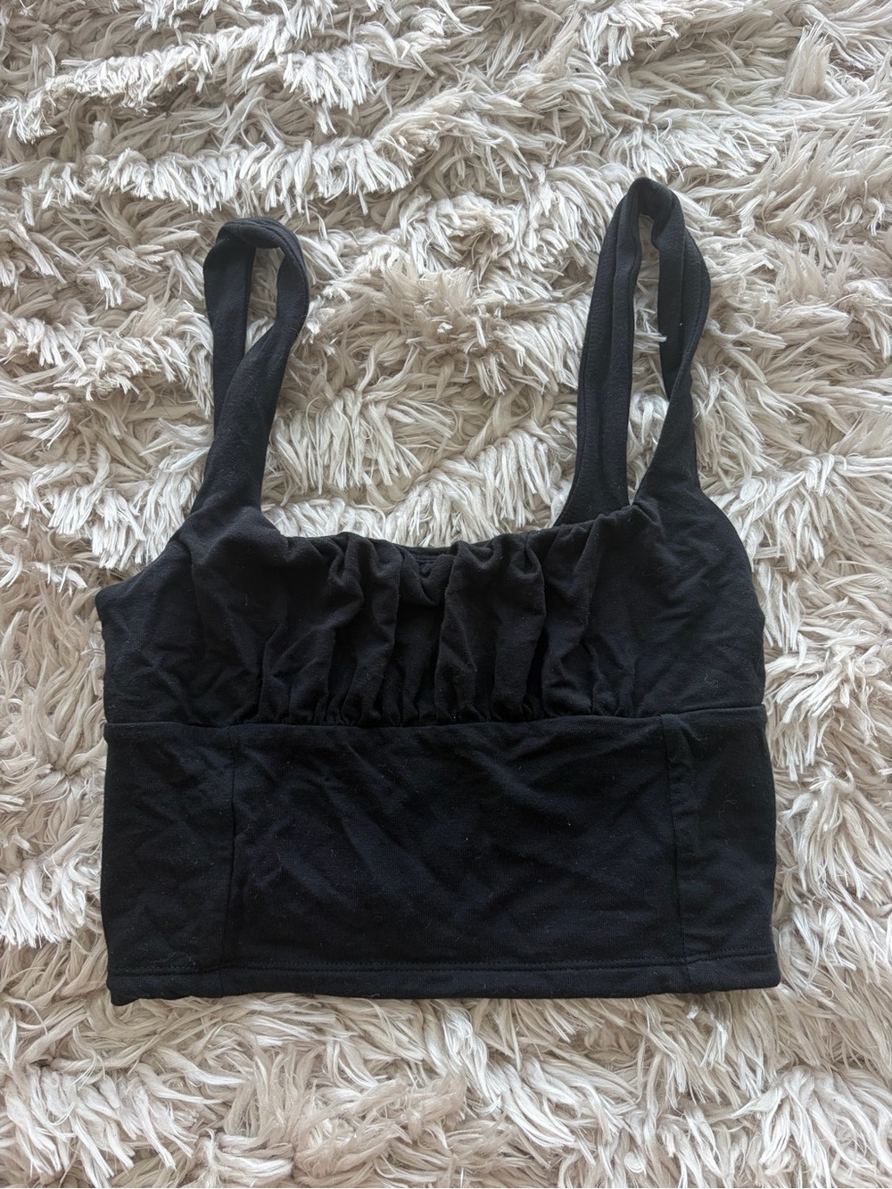 Wilfred Black Ruched Square-Neck Tank Top